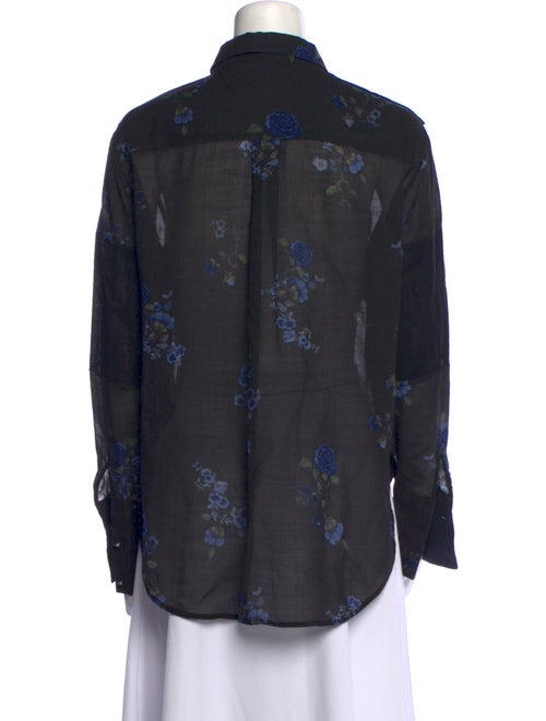 Belstaff Virgin Wool Floral Print Button-Up Top