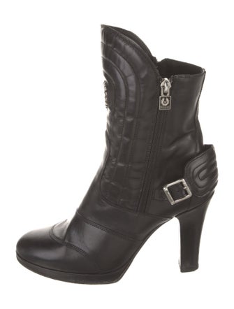 Belstaff Quilted Pattern Leather Moto Boots