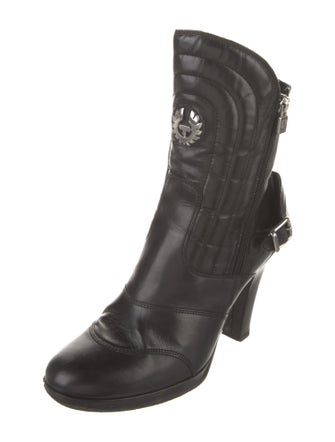 Belstaff Quilted Pattern Leather Moto Boots