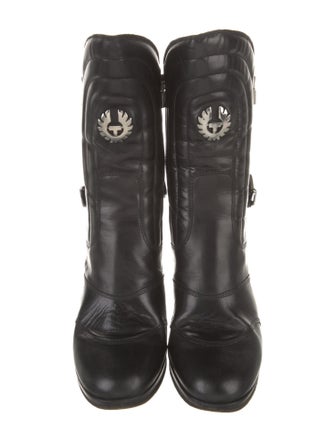 Belstaff Quilted Pattern Leather Moto Boots