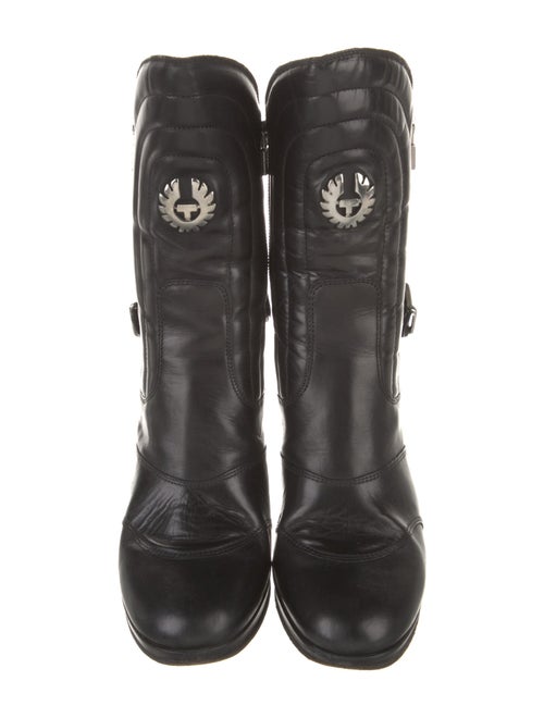 Belstaff Quilted Pattern Leather Moto Boots