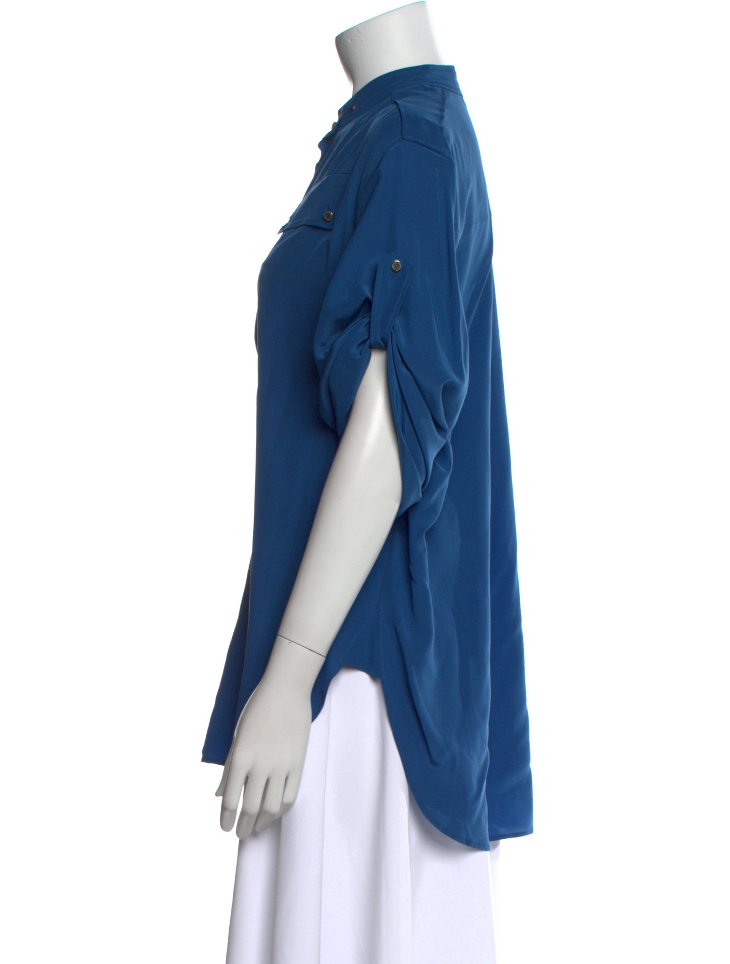 Belstaff Silk Mock Neck Button-Up Top