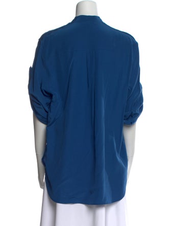 Belstaff Silk Mock Neck Button-Up Top