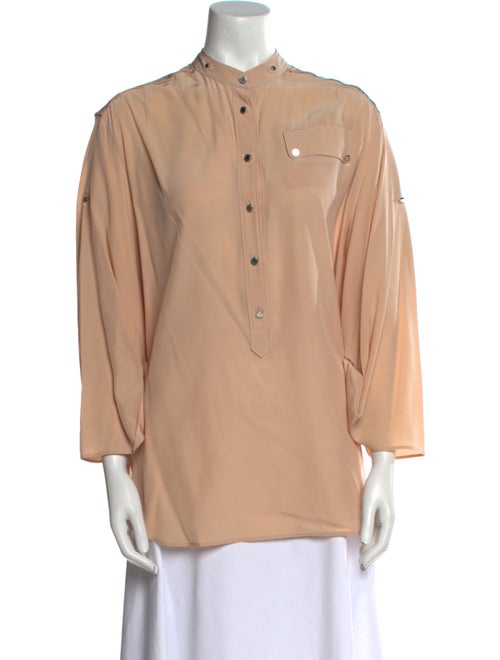 Belstaff Silk Mock Neck Button-Up Top