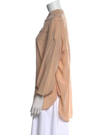 Belstaff Silk Mock Neck Button-Up Top