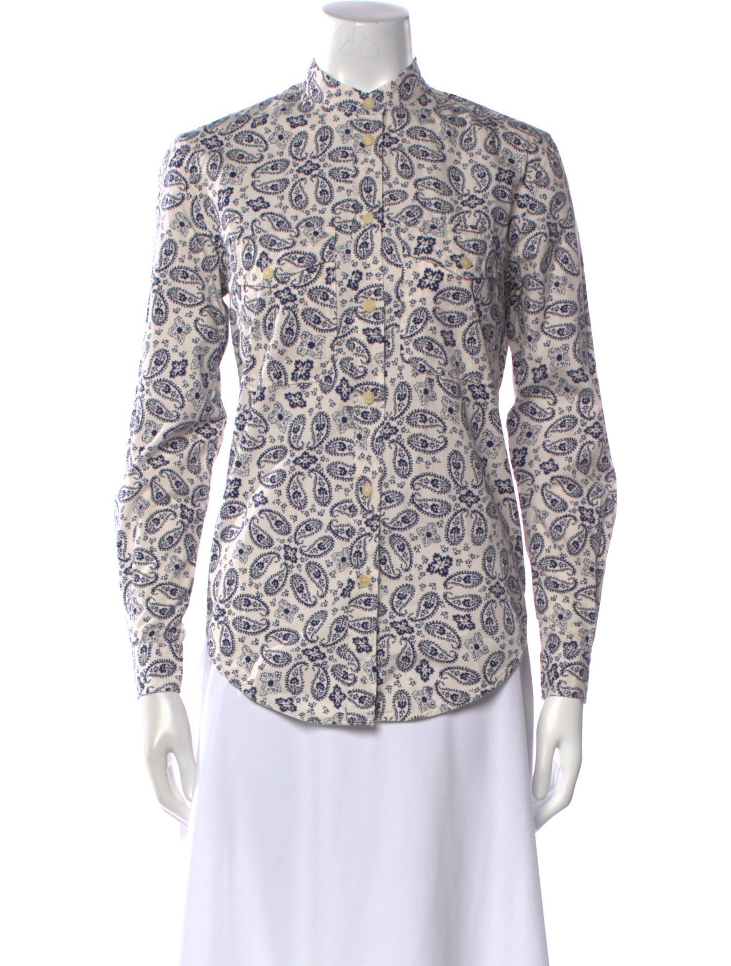 Belstaff Printed Mock Neck Button-Up Top