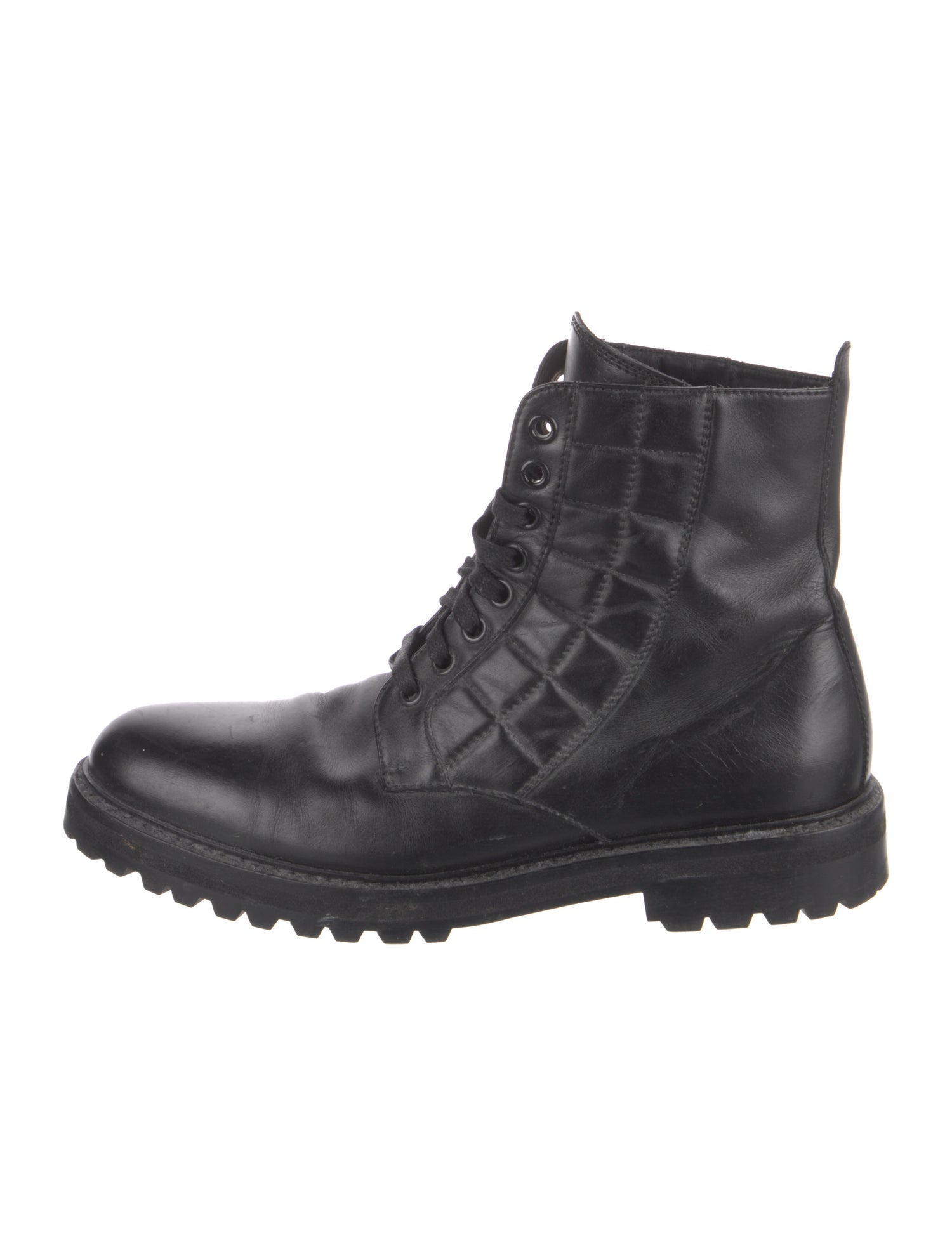 Belstaff Leather Embroidered Accent Combat Boots