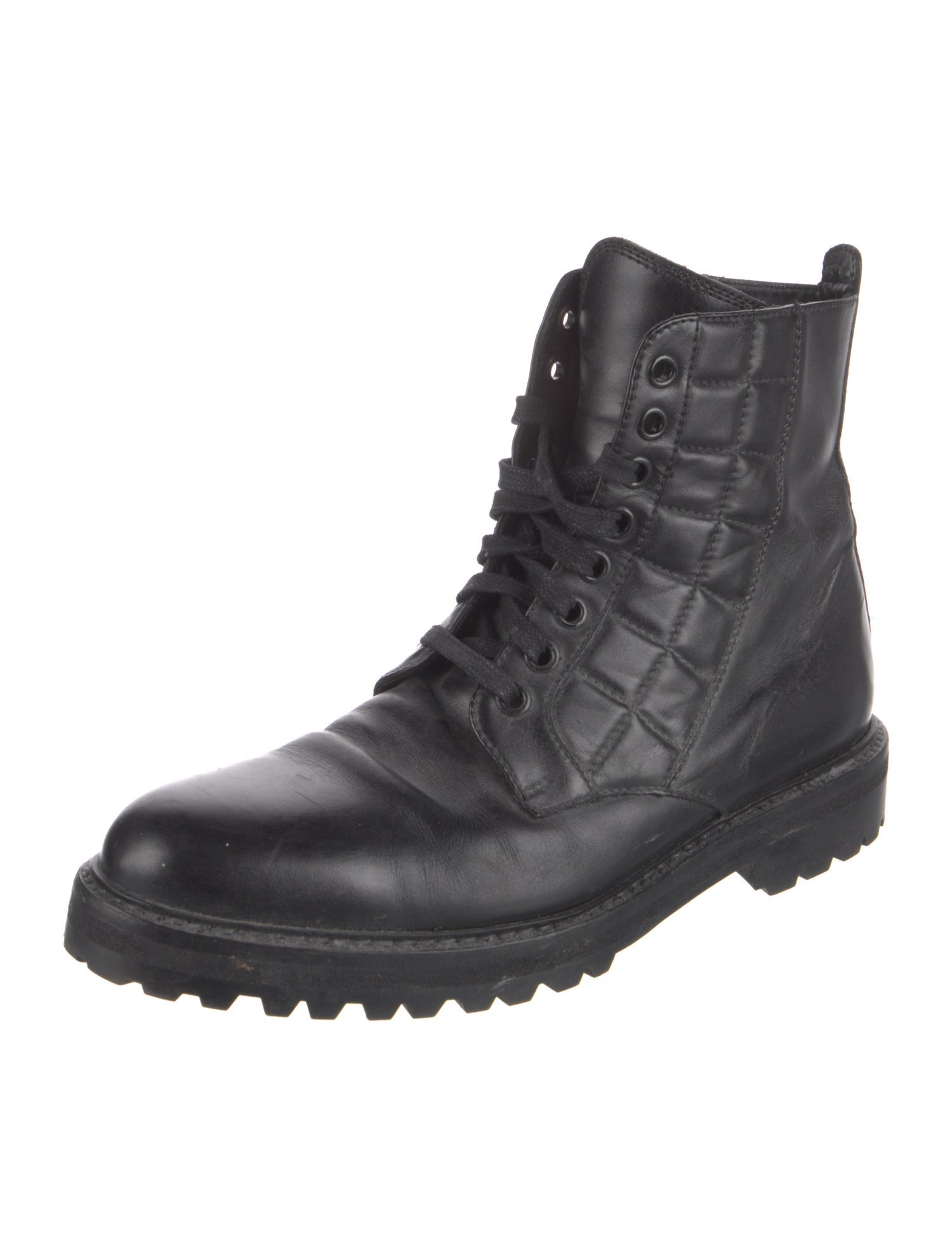 Belstaff Leather Embroidered Accent Combat Boots