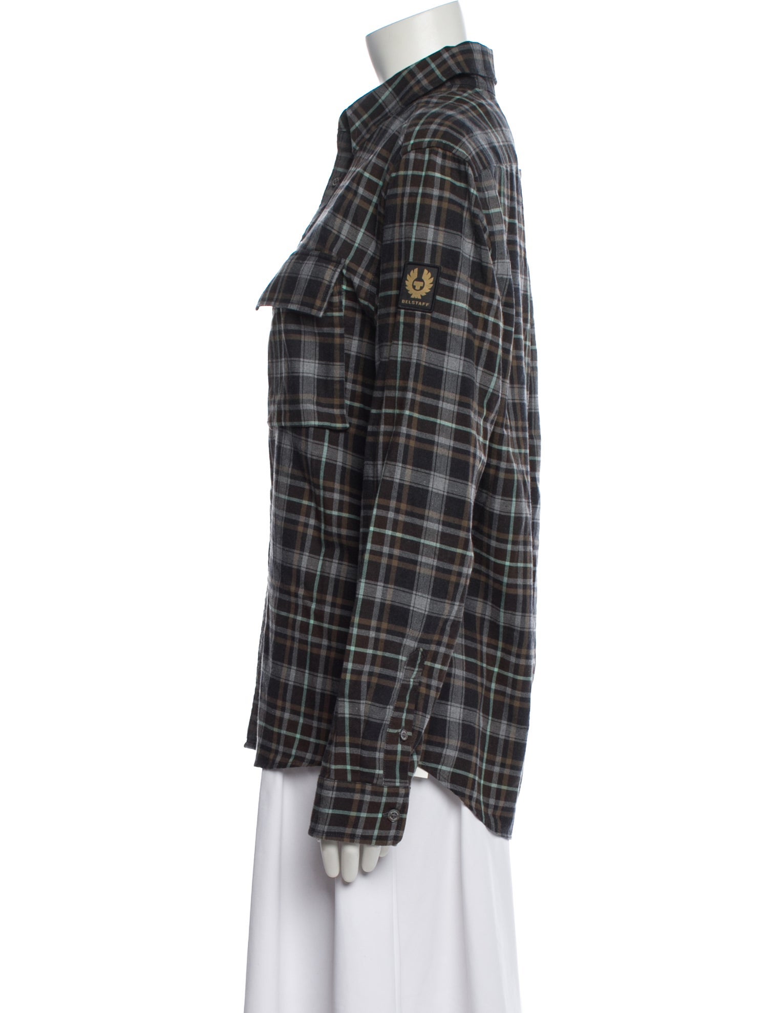 Belstaff Plaid Print Long Sleeve Button-Up Top