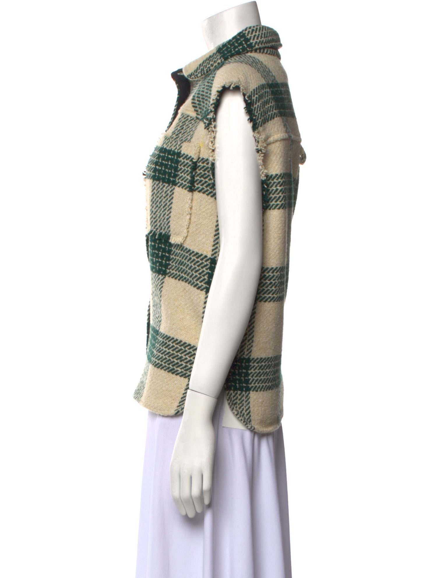 Bellerose Plaid Print Short Sleeve Button-Up Top