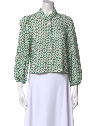 Bellerose Printed Three-Quarter Sleeve Crop Top