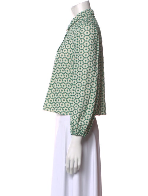 Bellerose Printed Three-Quarter Sleeve Crop Top