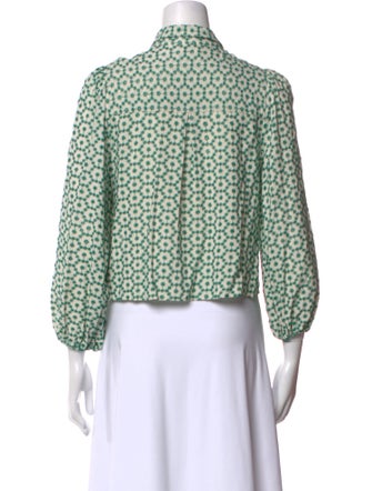 Bellerose Printed Three-Quarter Sleeve Crop Top