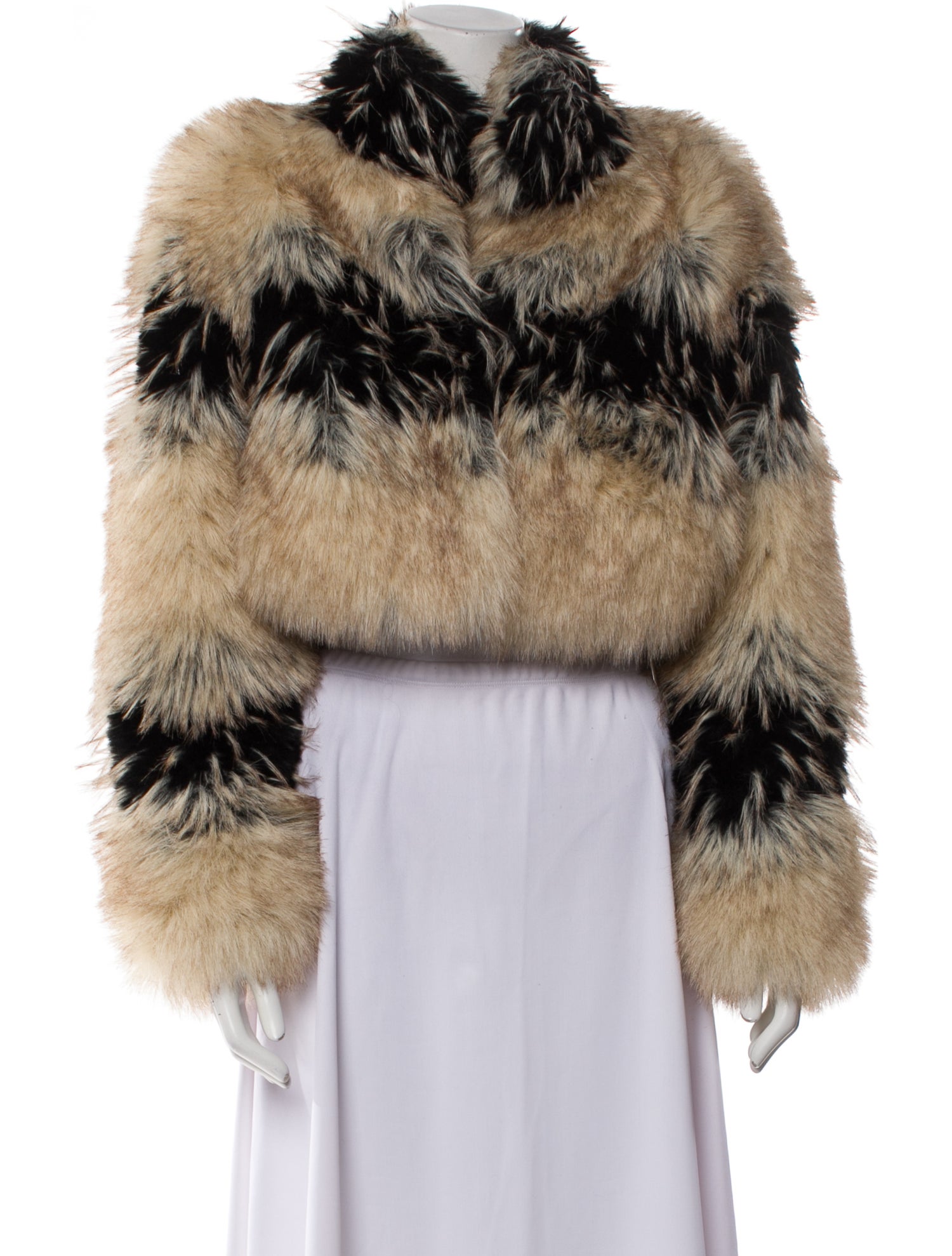 Belle Fare Faux Fur Striped Faux Fur Coat