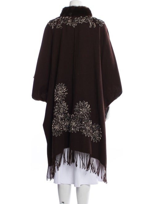 Belle Fare Poncho Floral Print Fur Jacket