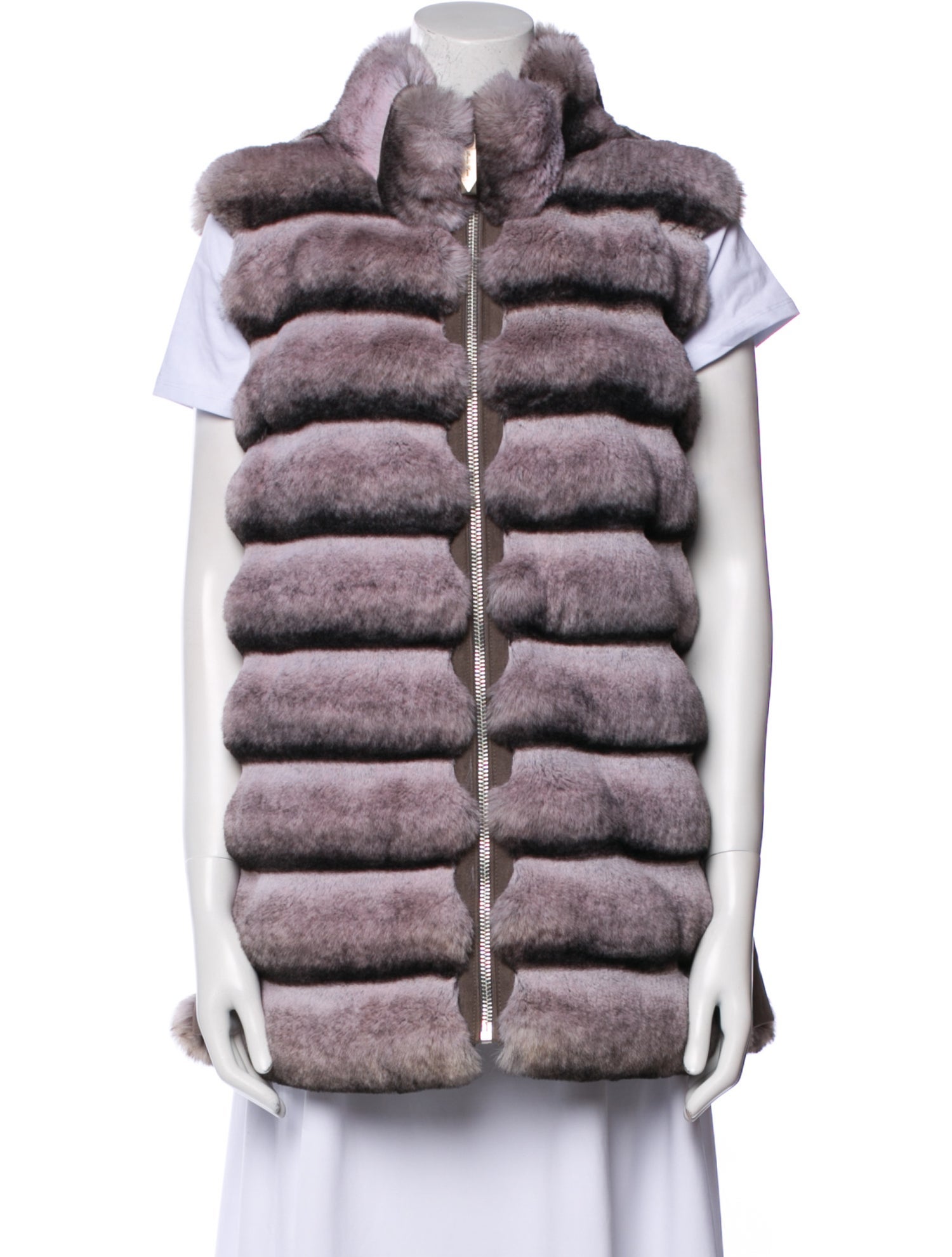 Belle Fare Striped Faux Fur Coat w/ Tags