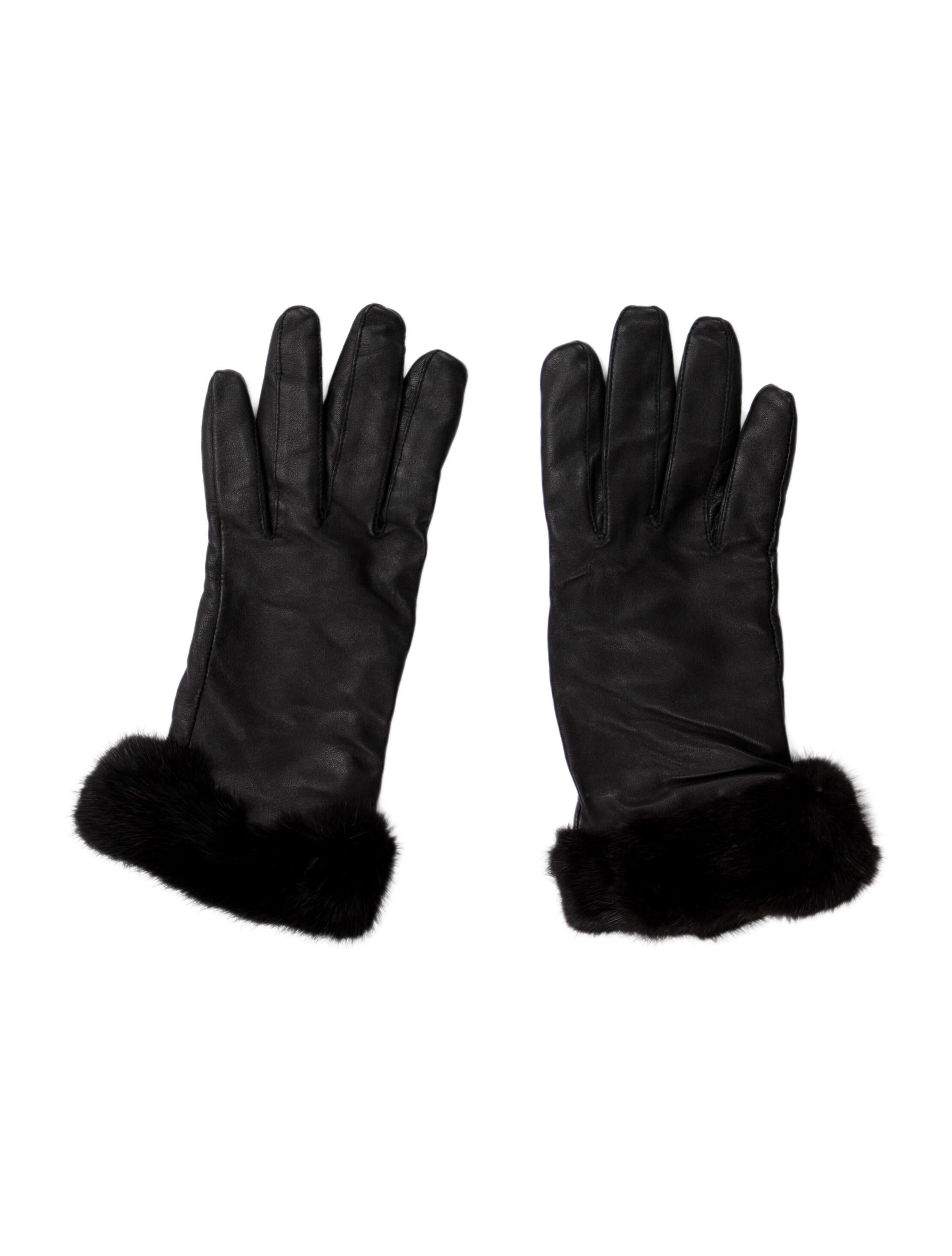 Belle Fare Fur-Trimmed Leather Gloves