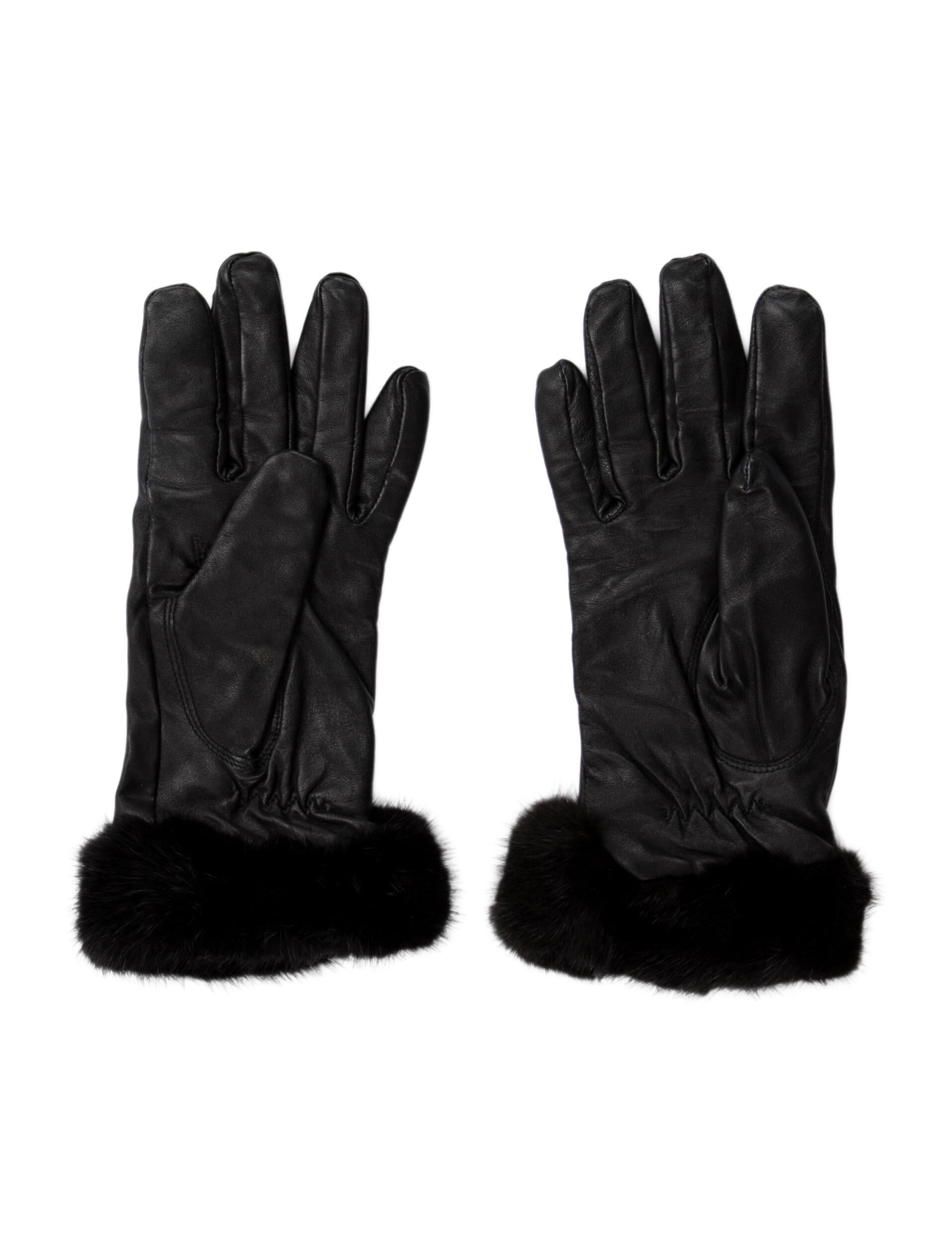 Belle Fare Fur-Trimmed Leather Gloves
