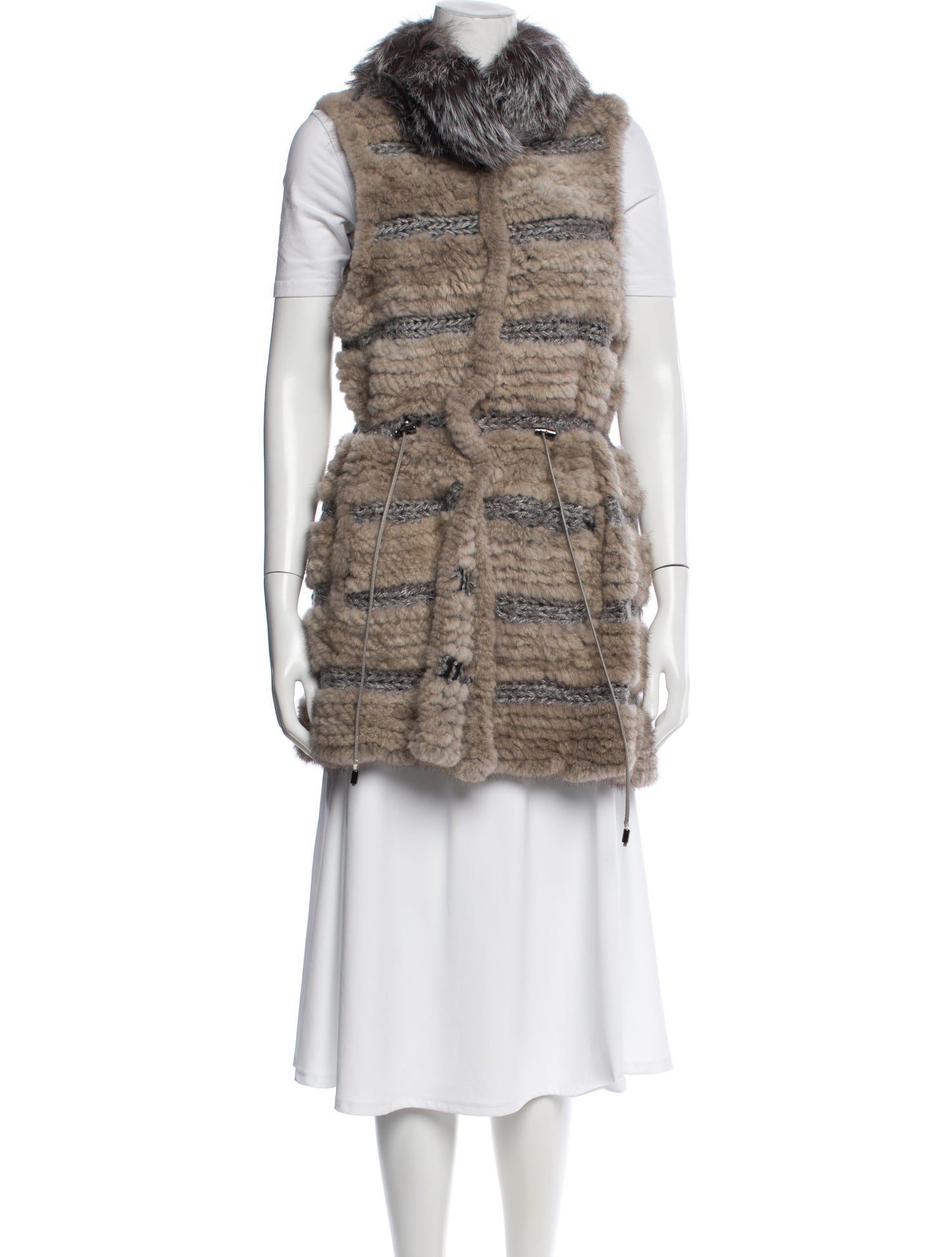 Belle Fare Mink Striped Vest