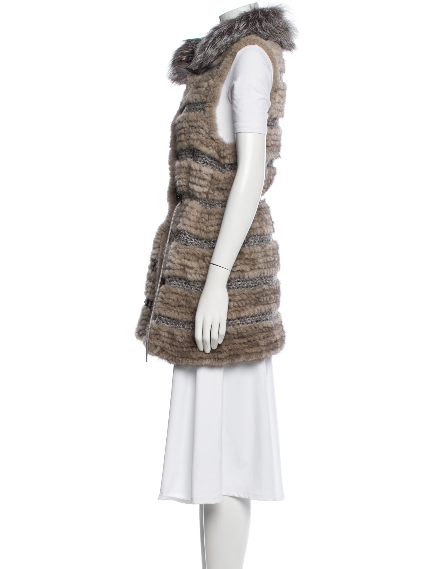 Belle Fare Mink Striped Vest