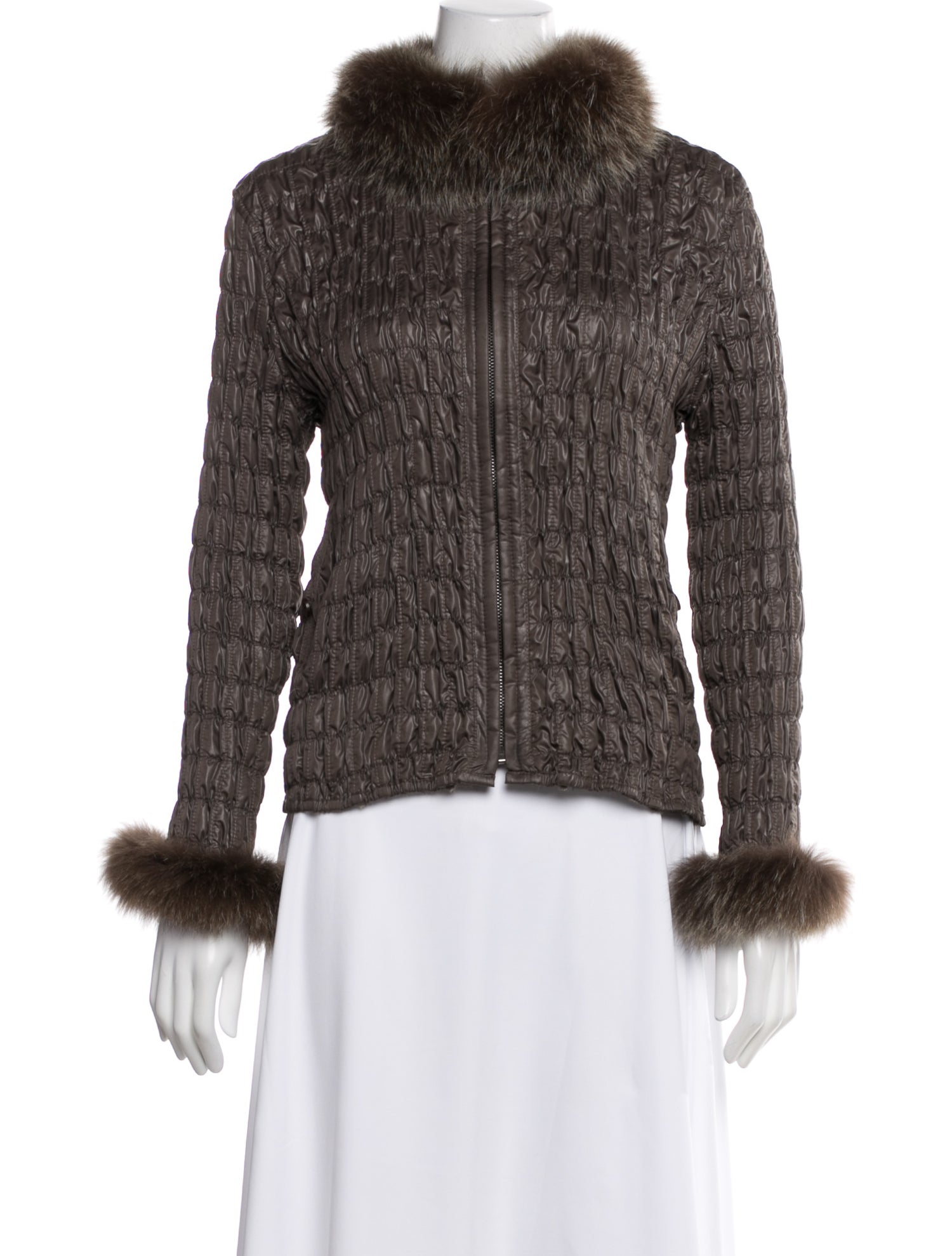 Belle Fare Plaid Print Fur Jacket