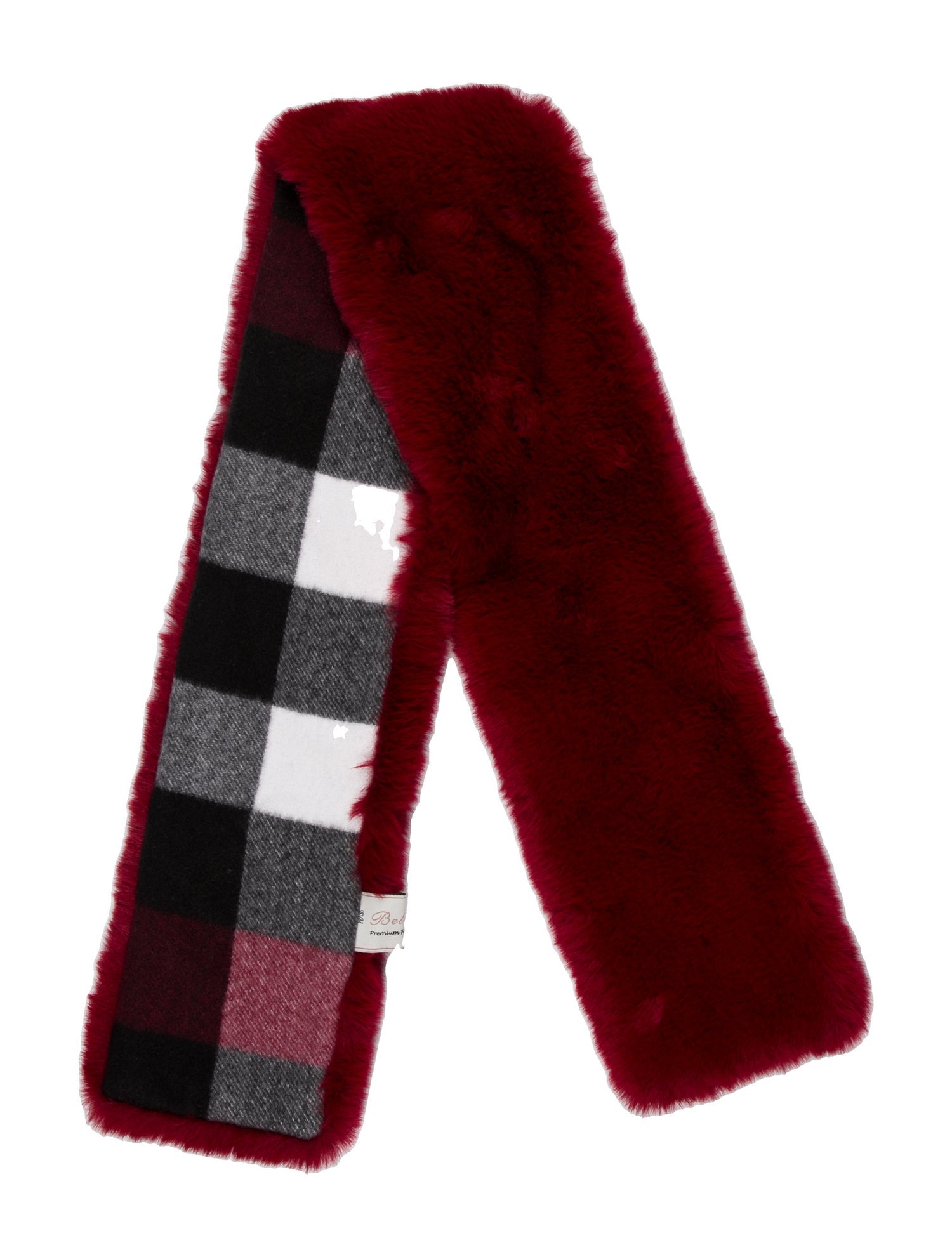 Belle Fare Faux Fur Plaid Print Scarf