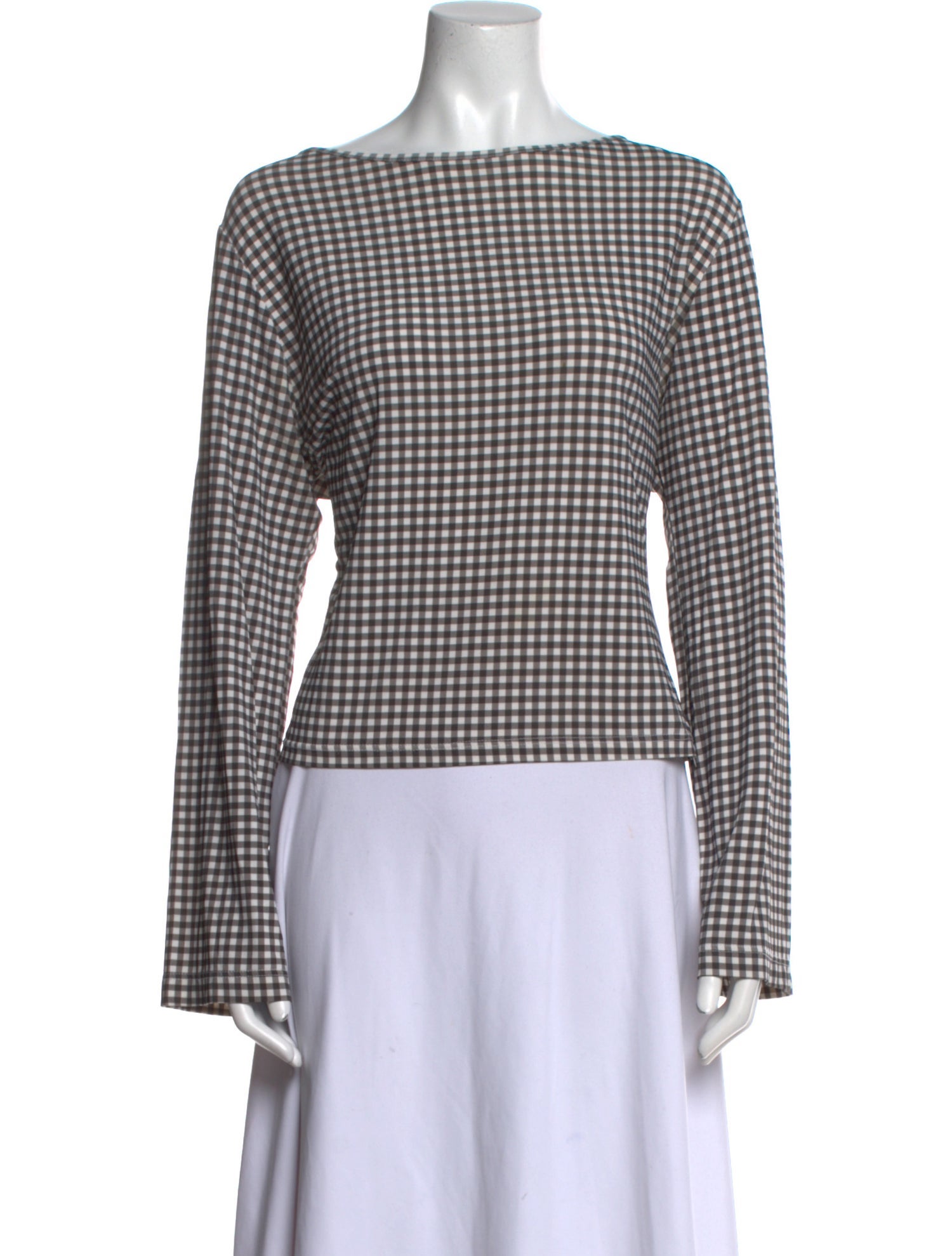 Bernadette Plaid Print Bateau Neckline Top