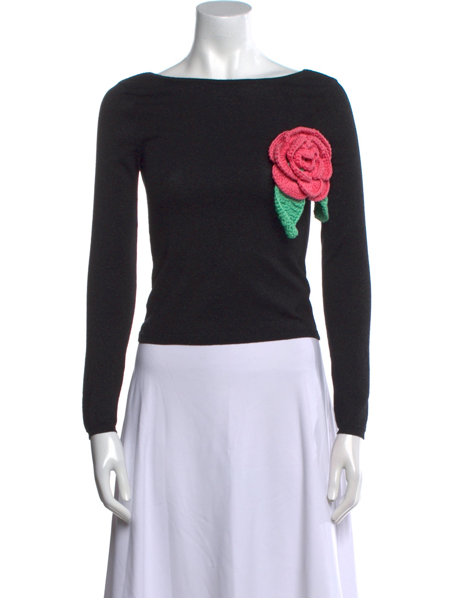 Bernadette Bateau Neckline Long Sleeve Crop Top