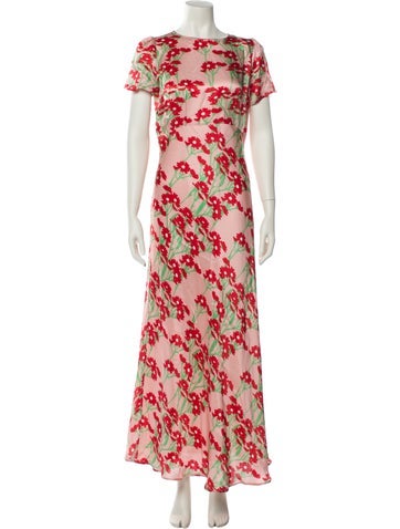 Pre-owned Bernadette Silk Long Dress In Pink