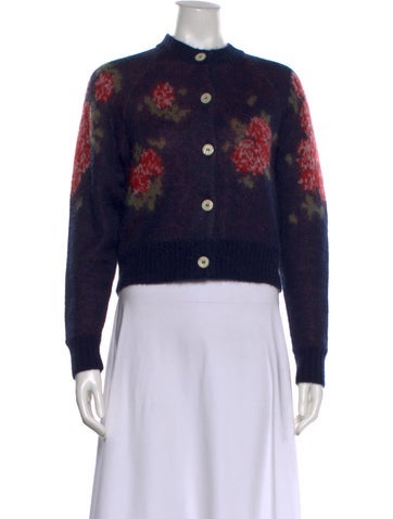 Pre-owned Bernadette Floral Print Crew Neck Sweater In Blue