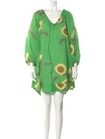 Pre-owned Bernadette Linen Mini Dress In Green