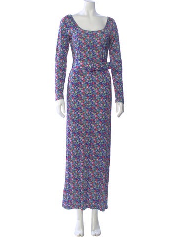 Pre-owned Bernadette Floral Print Long Dress In Purple
