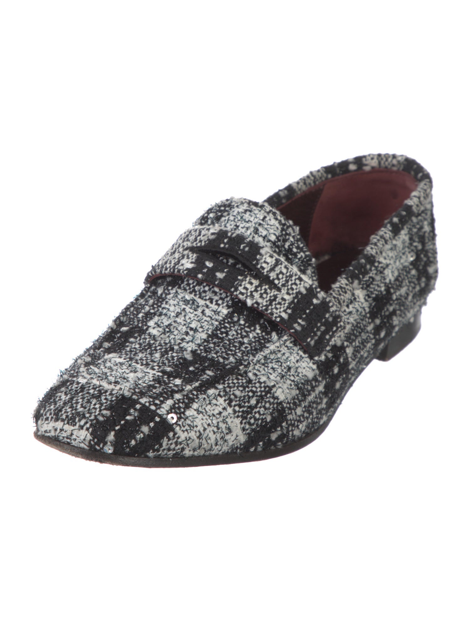 Bougeotte Tweed Plaid Print Loafers