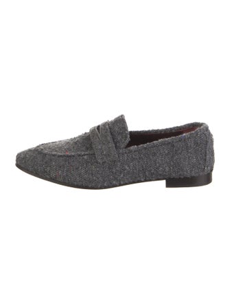 Bougeotte Tweed Embroidered Accent Loafers