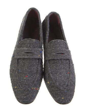 Bougeotte Tweed Embroidered Accent Loafers