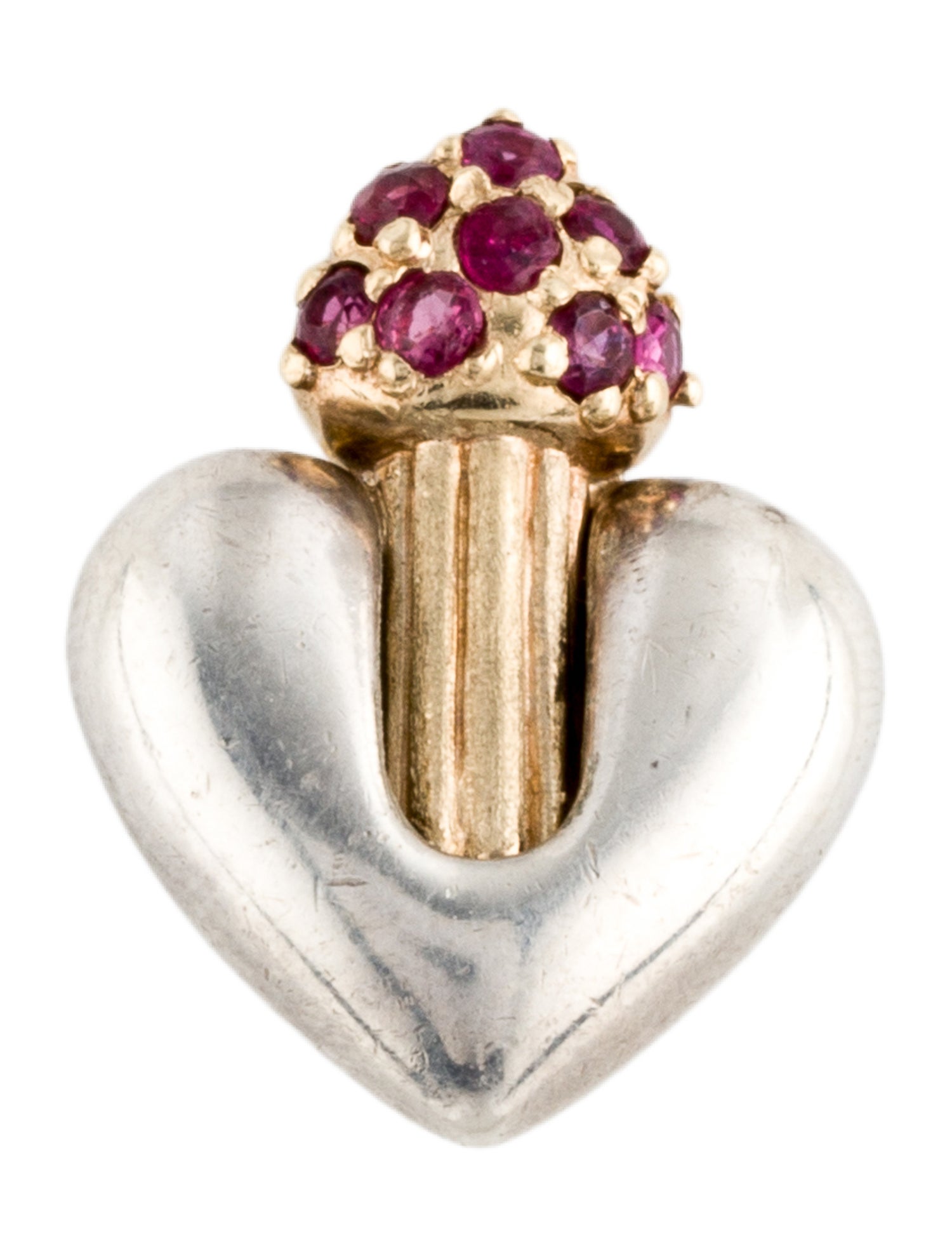 Ron Rizzo Vintage Two-Tone Ruby Heart Pin