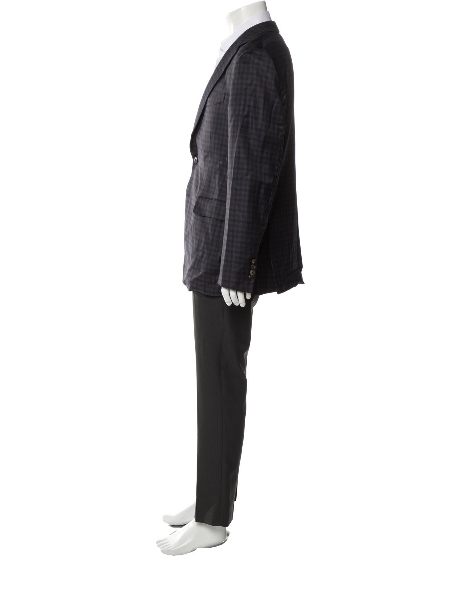 Boglioli Virgin Wool Plaid Print Blazer