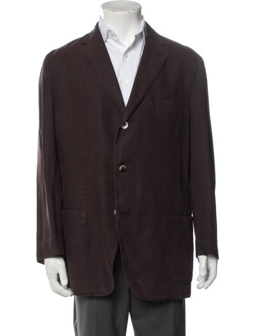 Boglioli Linen Plaid Print Overcoat