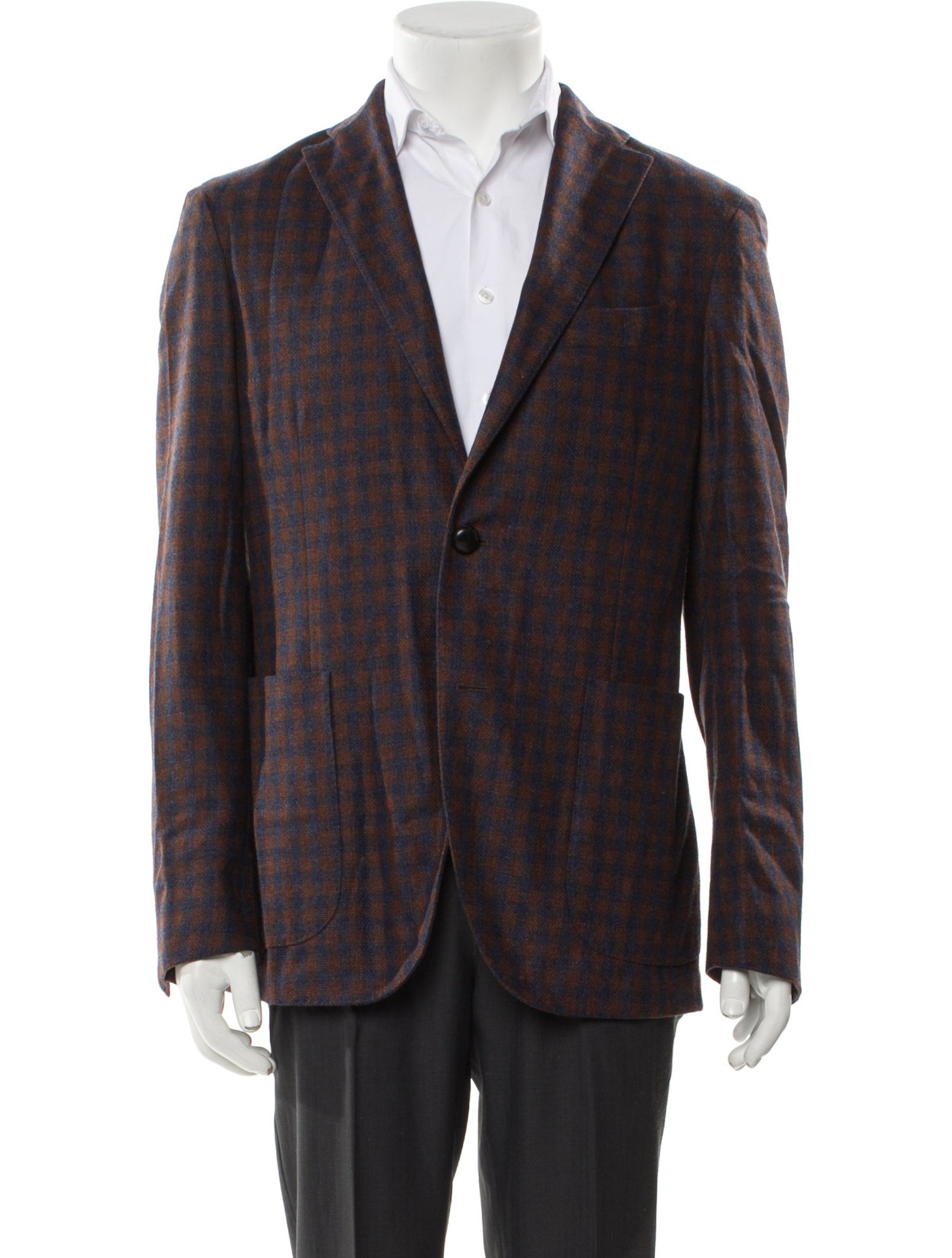 Boglioli Wool Plaid Print Blazer
