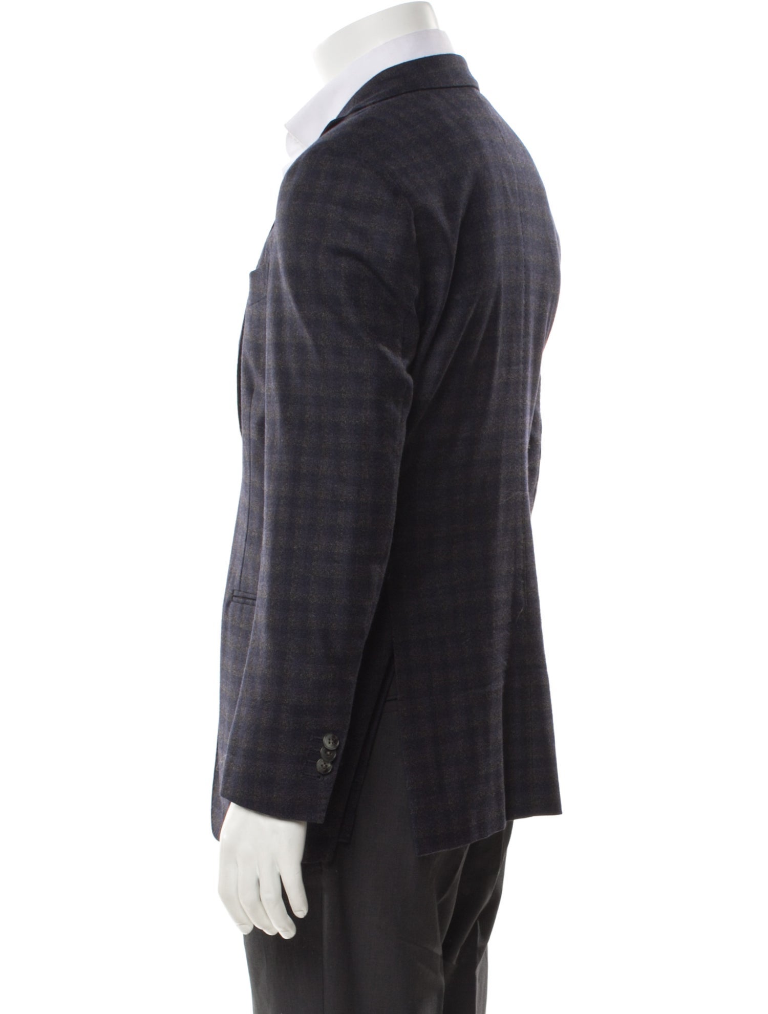 Boglioli Virgin Wool Plaid Print Blazer
