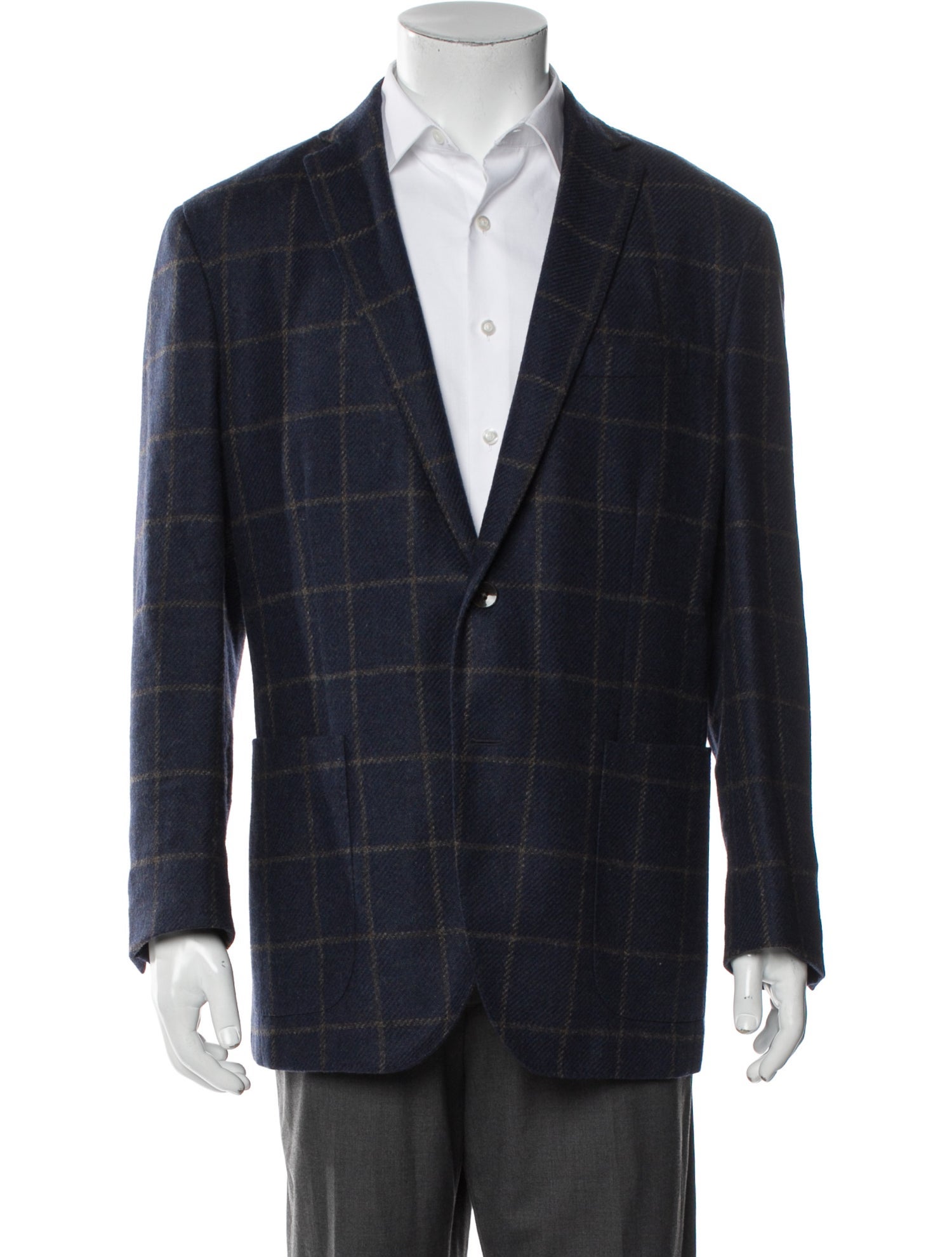 Boglioli Wool Plaid Print Blazer