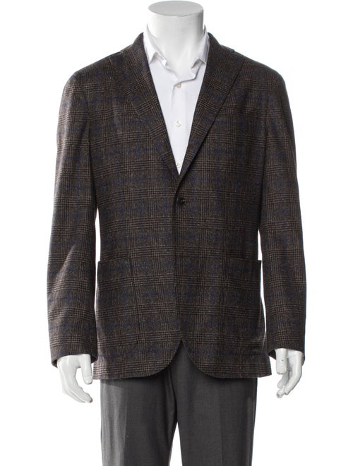 Boglioli Virgin Wool Plaid Print Blazer