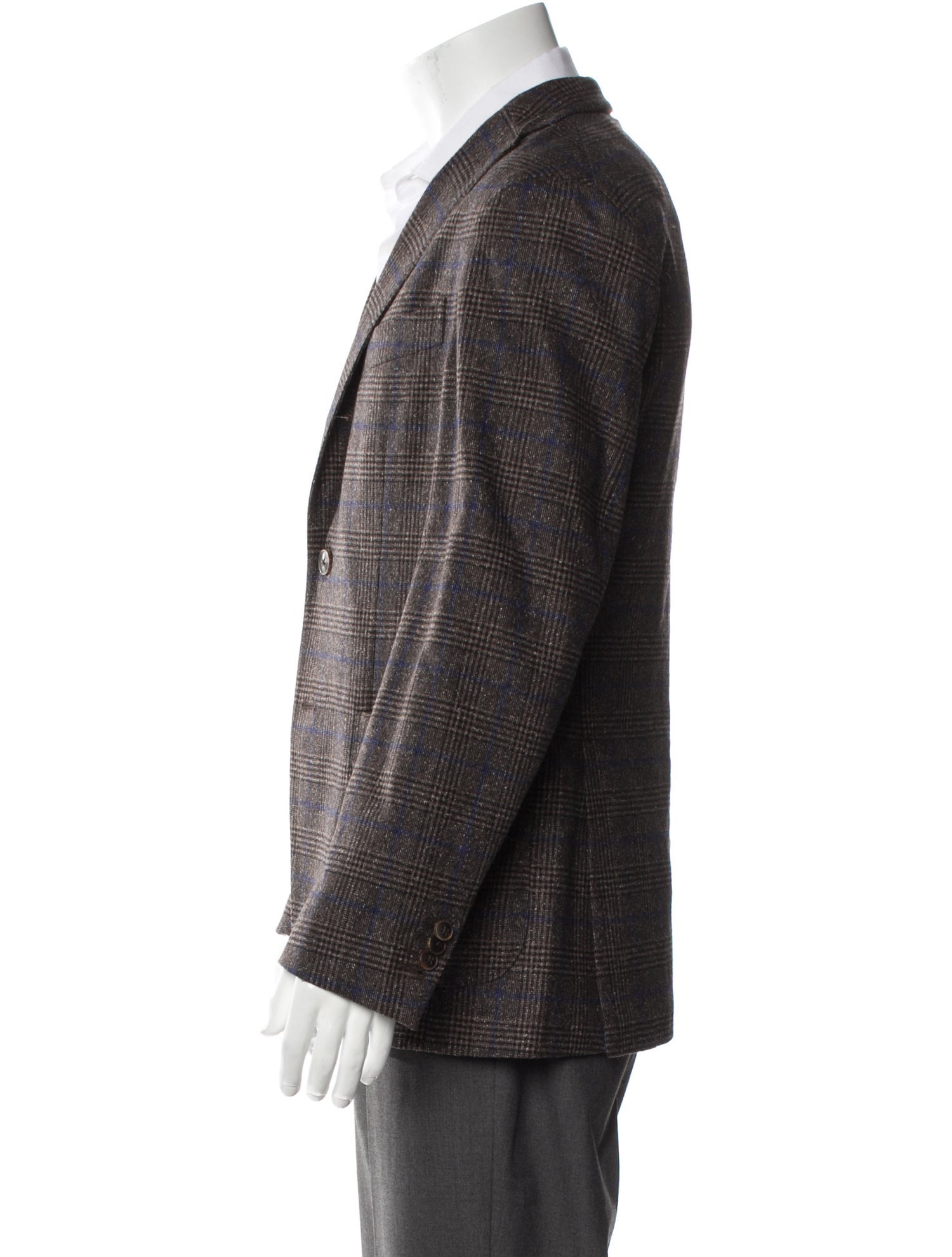 Boglioli Virgin Wool Plaid Print Blazer