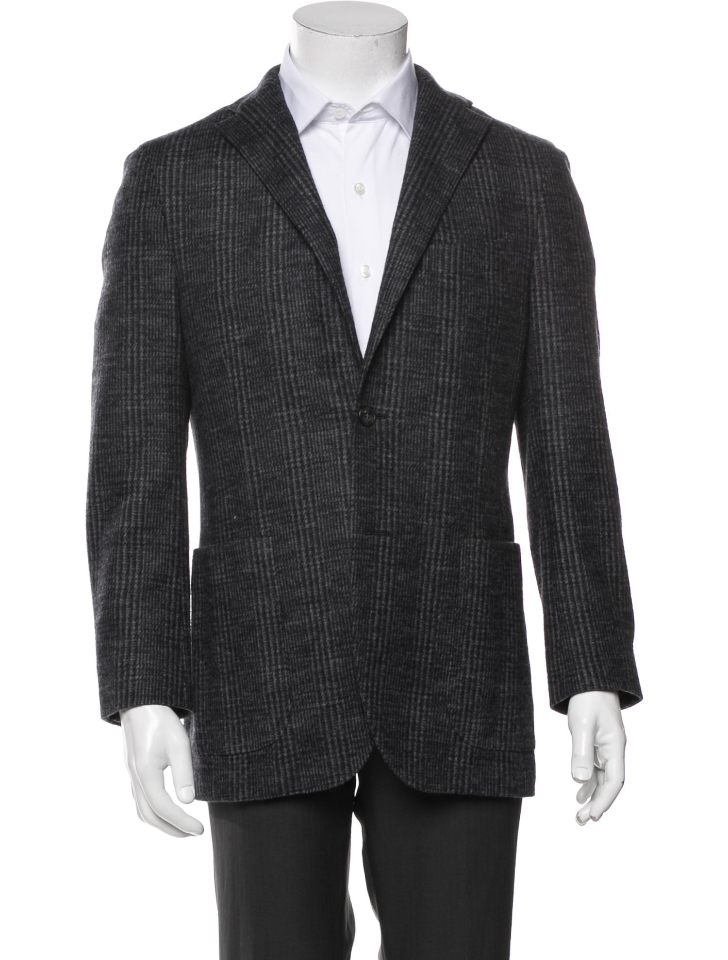 Boglioli Virgin Wool Plaid Print Peacoat