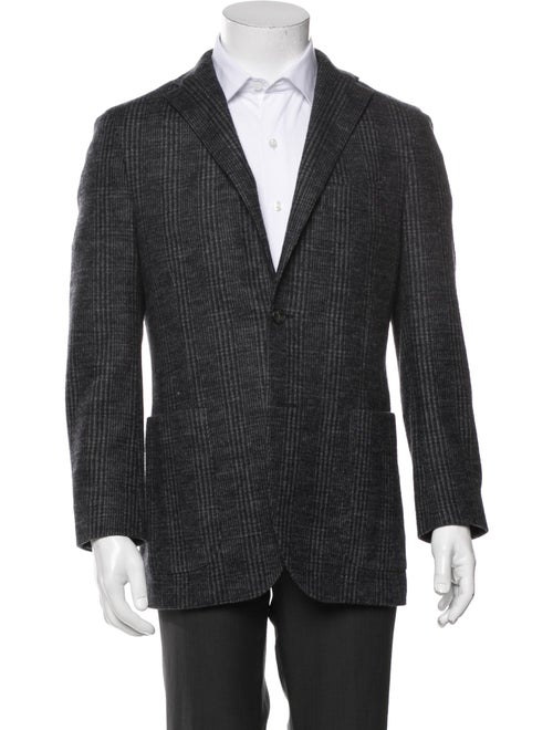 Boglioli Virgin Wool Plaid Print Peacoat