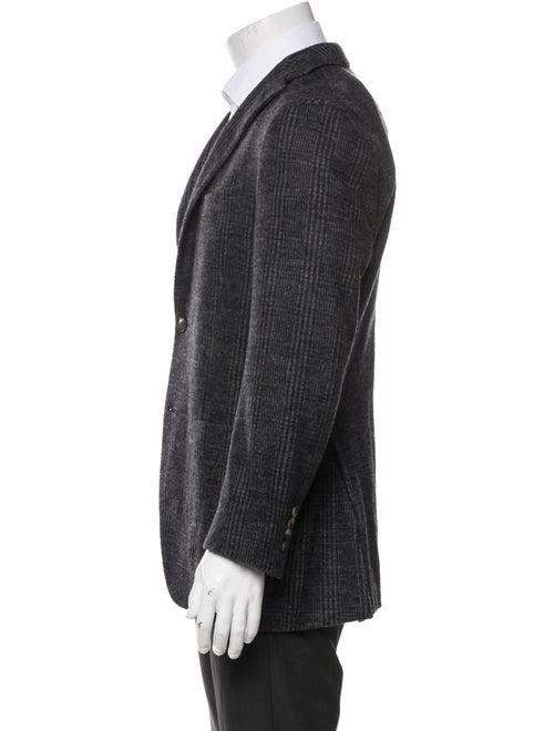 Boglioli Virgin Wool Plaid Print Peacoat