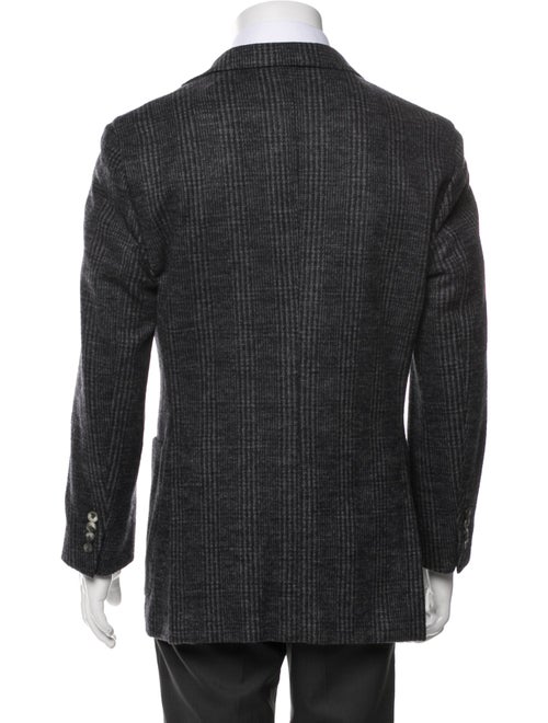 Boglioli Virgin Wool Plaid Print Peacoat