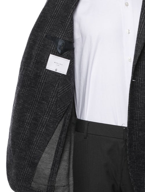 Boglioli Virgin Wool Plaid Print Peacoat