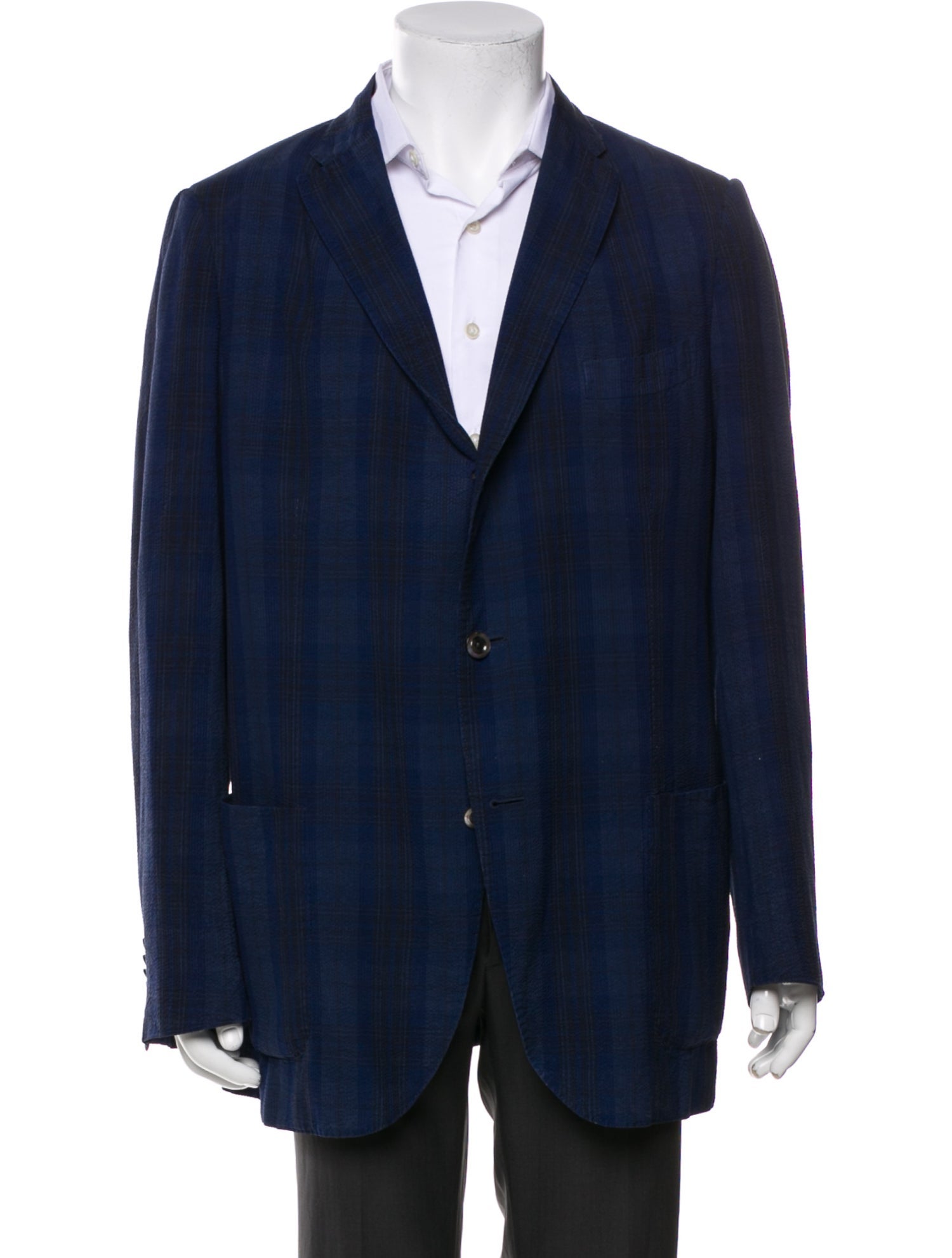 Boglioli Silk Plaid Print Blazer