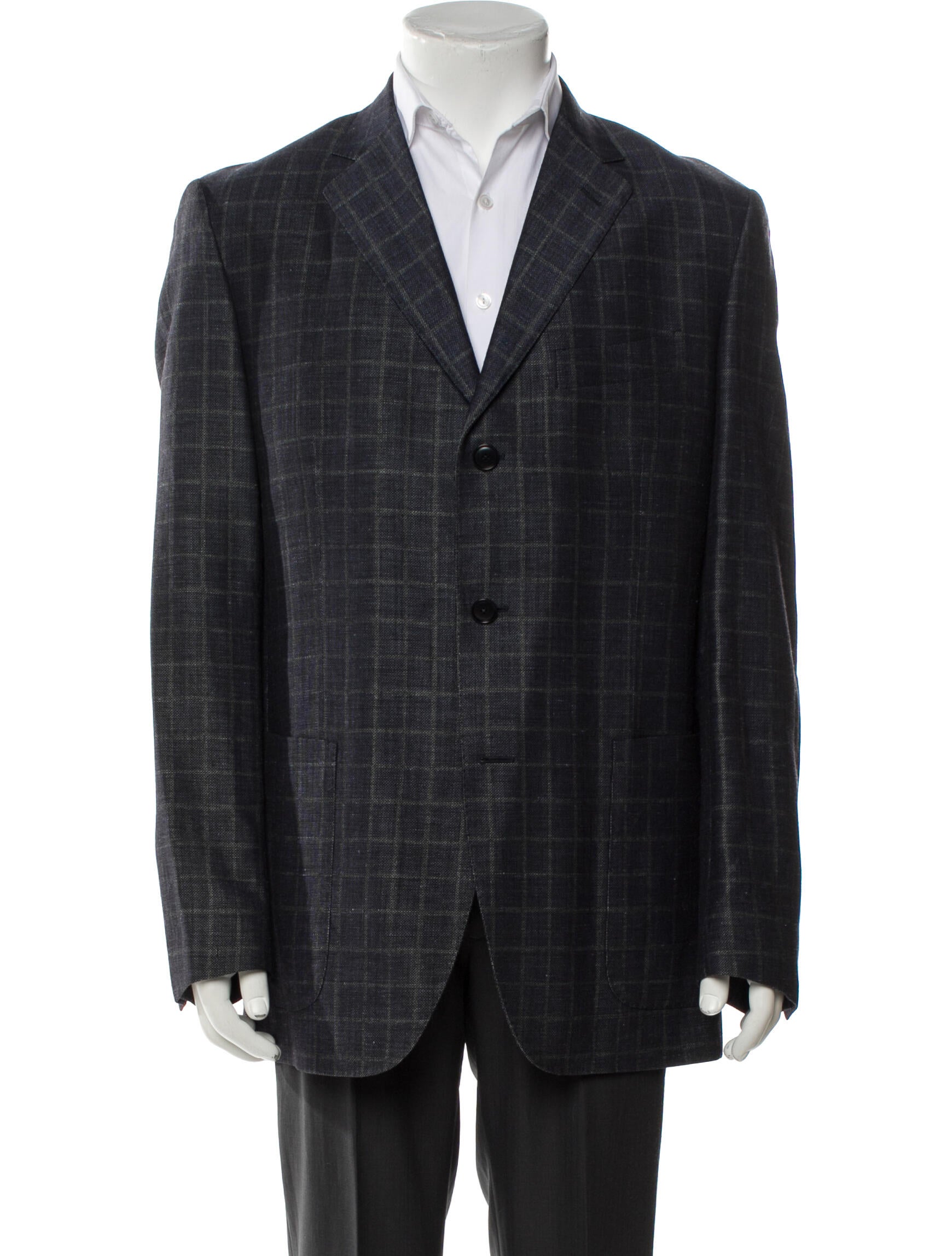 Boglioli Virgin Wool Plaid Print Blazer